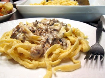 Homemade Pasta with Mushroom Cream Sauce
