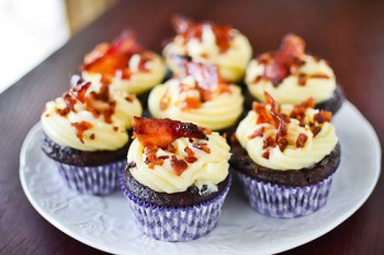 Chocolate Beer Batter Cupcakes with Maple Bacon Frosting