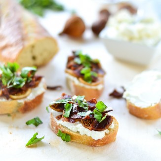 Fig, Bacon, and Honey-Goat Cheese Crostini