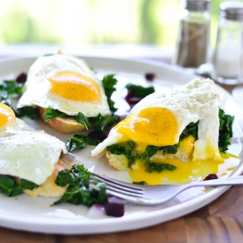 Runny Fried Egg, Kale & Beet Toasts