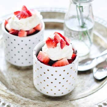 Chocolate Strawberry Shortcake Mug Cakes