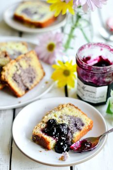 Lemony Blueberry Swirl Loaf Cake
